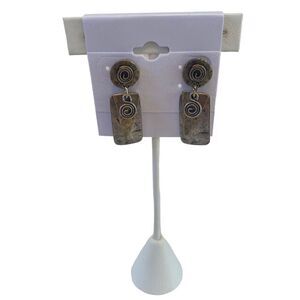 Vintage Mixed Metal Rectangular Drop Earrings.